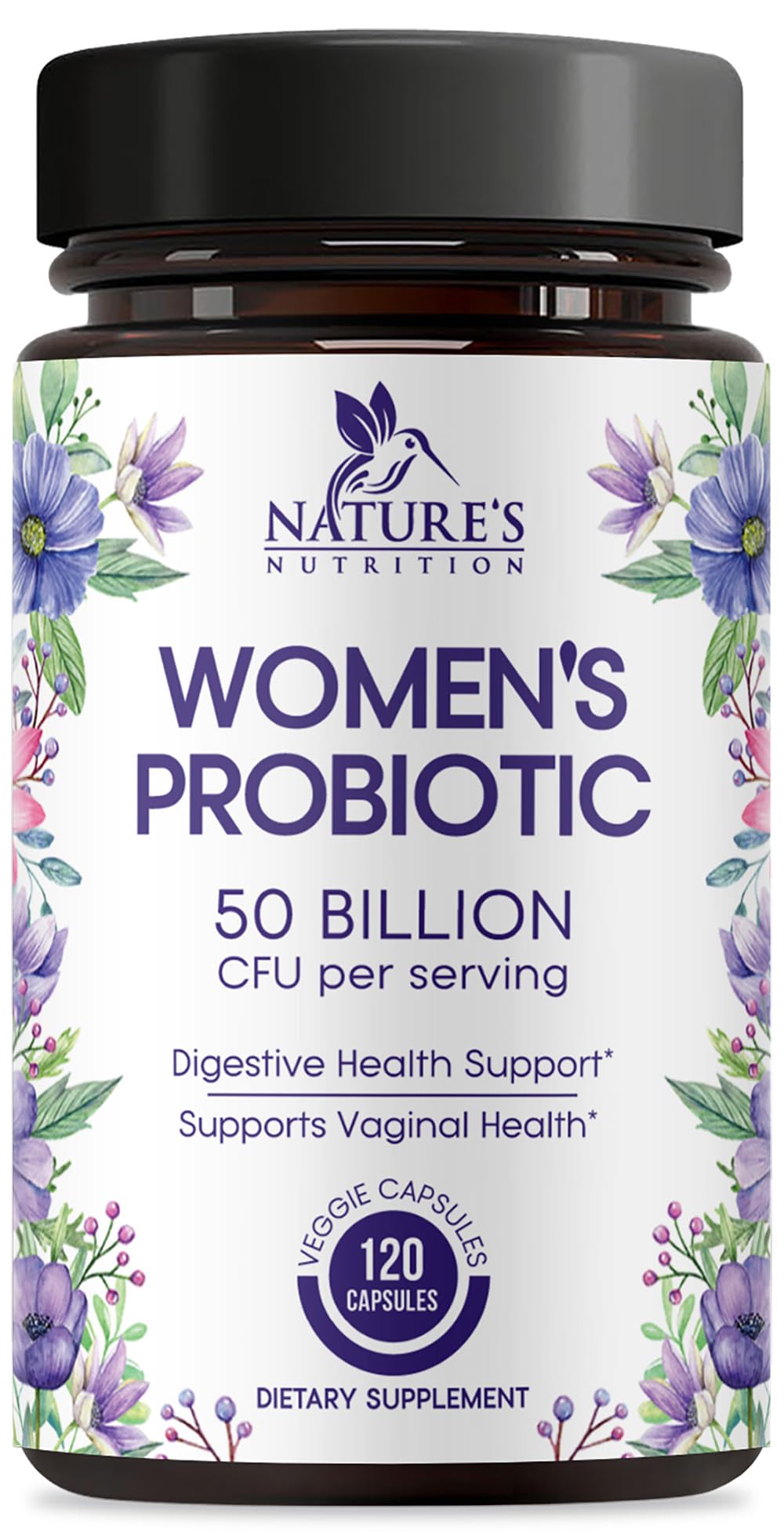 Nature's Nutrition Probiotiques Femmes 50 Milliards CFU 120 Capsules vue de face