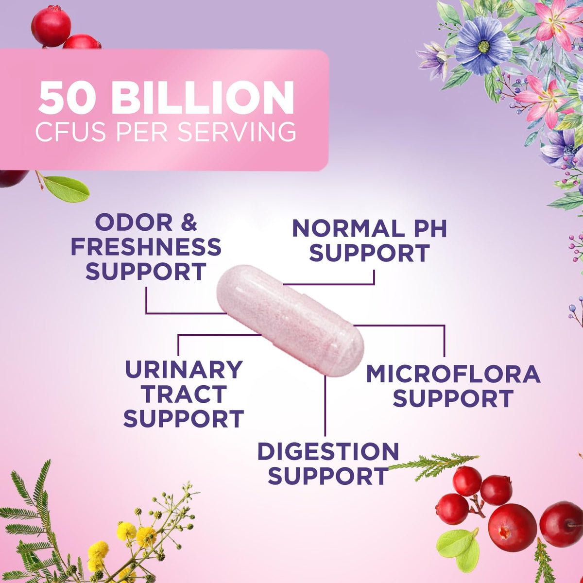Nature's Nutrition Probiotiques Femmes 50 Milliards CFU capsules ouvertes
