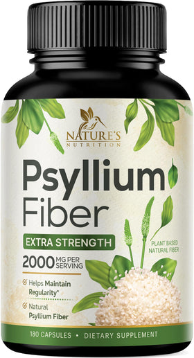 Nature's Nutrition Psyllium Husk Powder 2000mg 180 Capsules front view