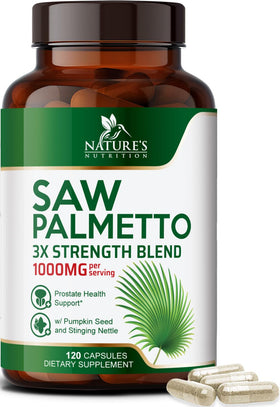 Nature's Nutrition Saw Palmetto pour Hommes 120 capsules vue de face