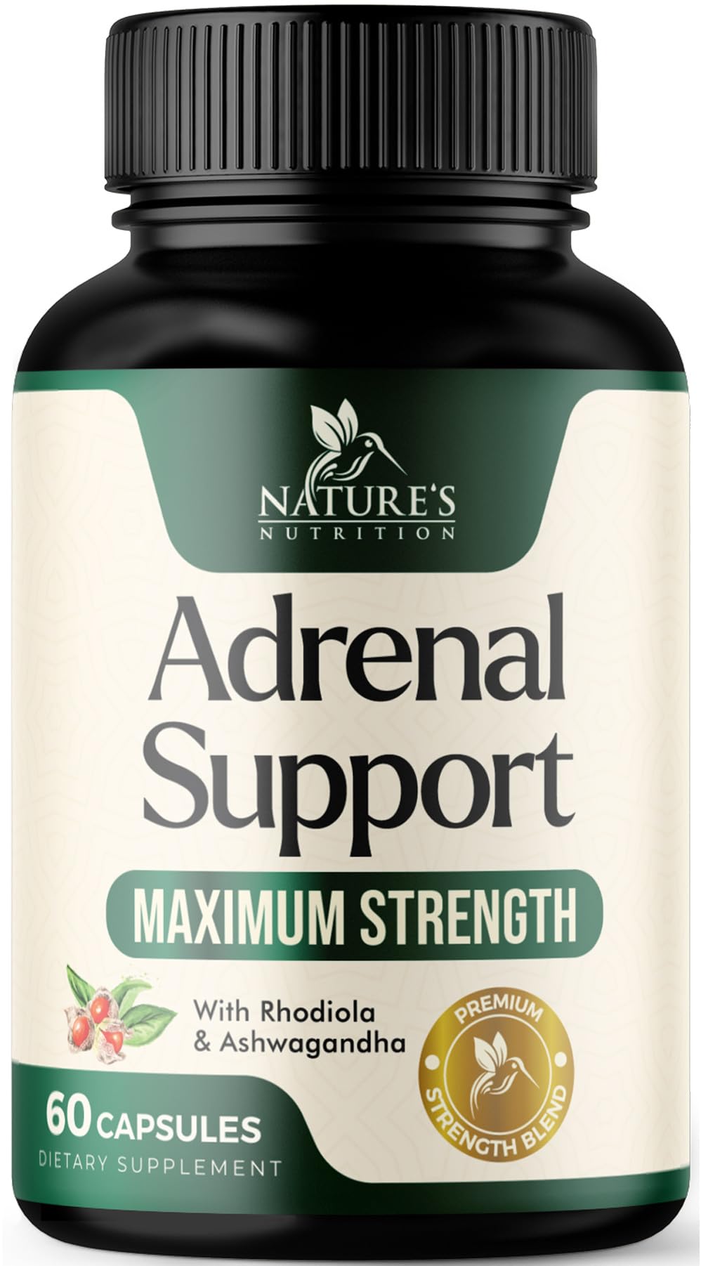 Nature's Nutrition Soutien Surrénal 60 capsules vue de face