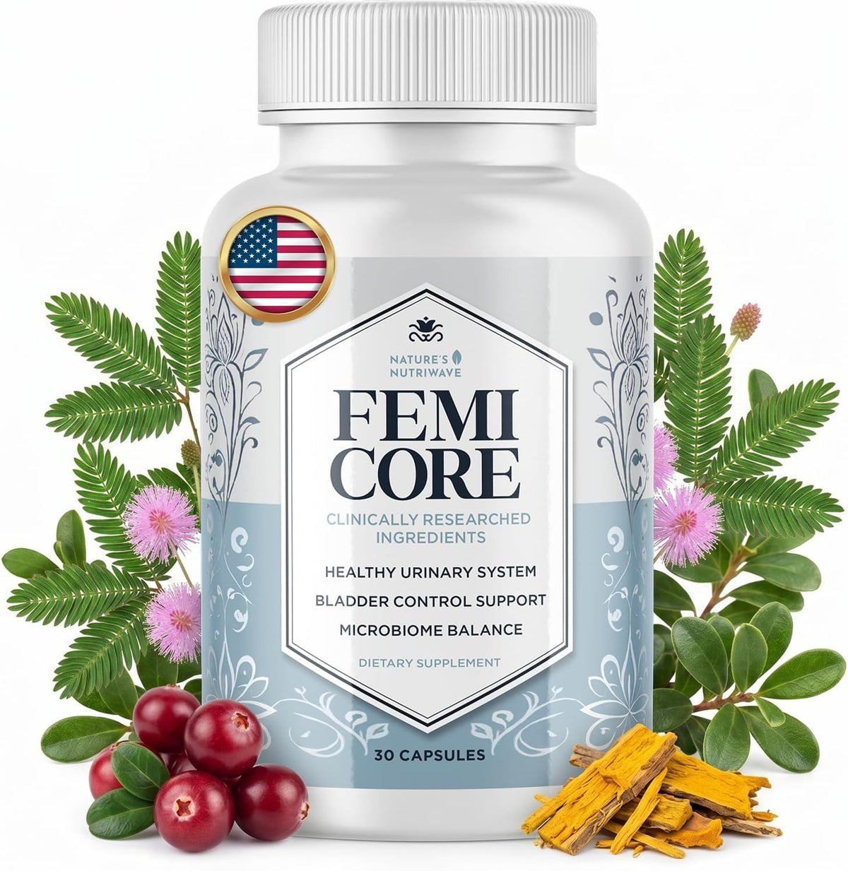Nature’s NutriWave FemiCore Capsules 30 Ct boîte avant