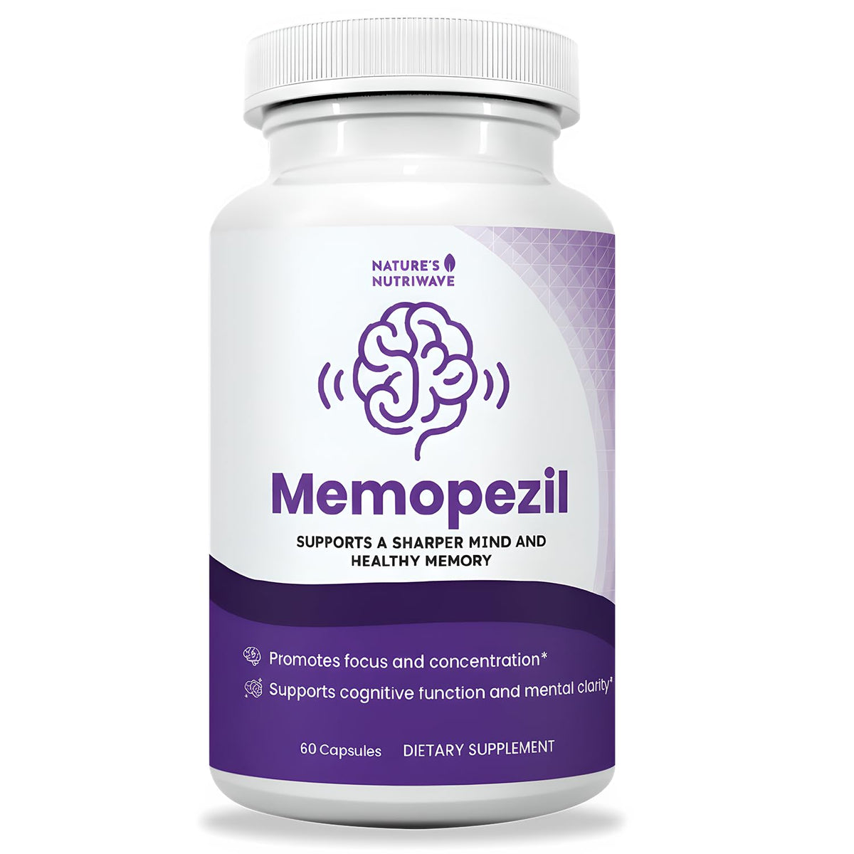 Nature’s NutriWave Memopezil 60 capsules vue de face
