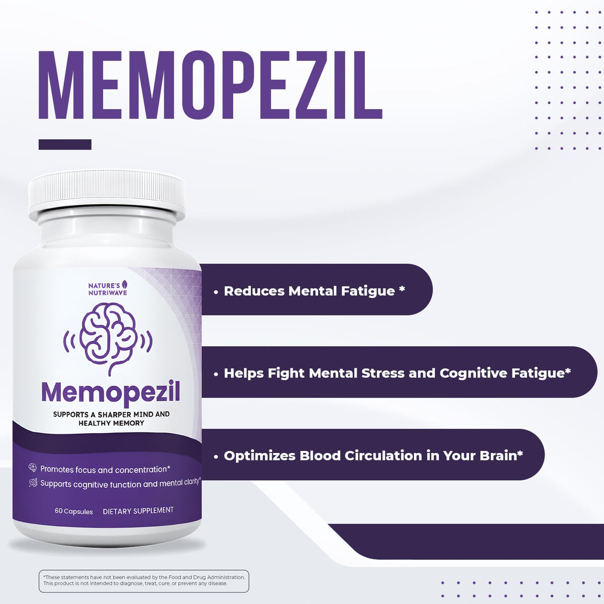 Nature’s NutriWave Memopezil bouteille avec capsules