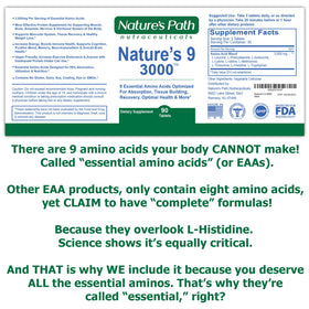 NATURE'S PATH NUTRACEUTICALS Complément Amino Acides Essentiels 3000mg, illustration des ingrédients
