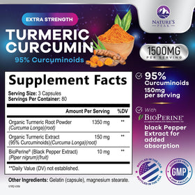 Nature's Peak Complément Curcuma 240 capsules vue de côté