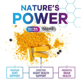 Nature's Peak Complément Curcuma avec ingrédients affichés