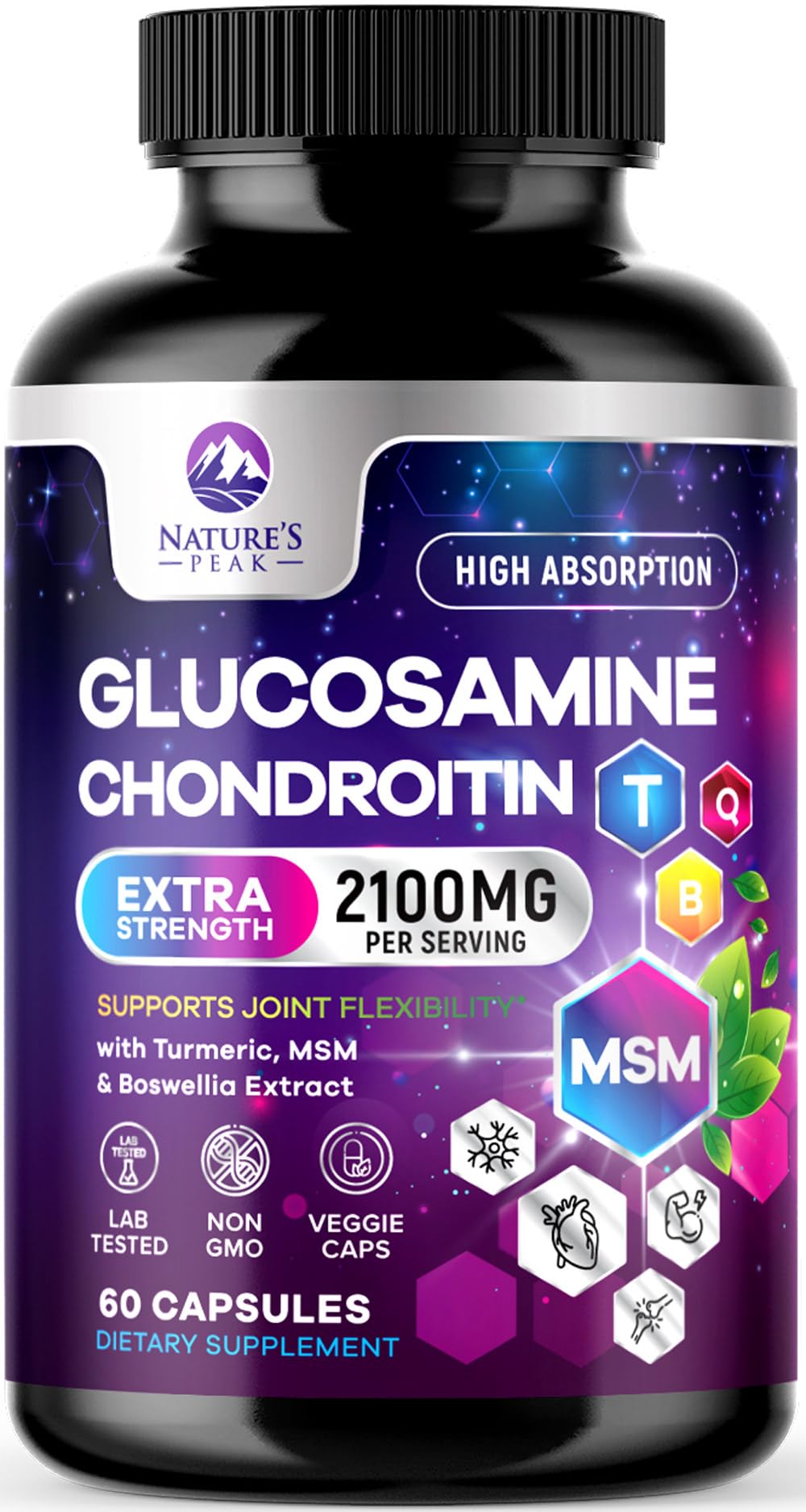 Nature's Peak Complex de Glucosamine Chondroïtine 2100mg vue de face