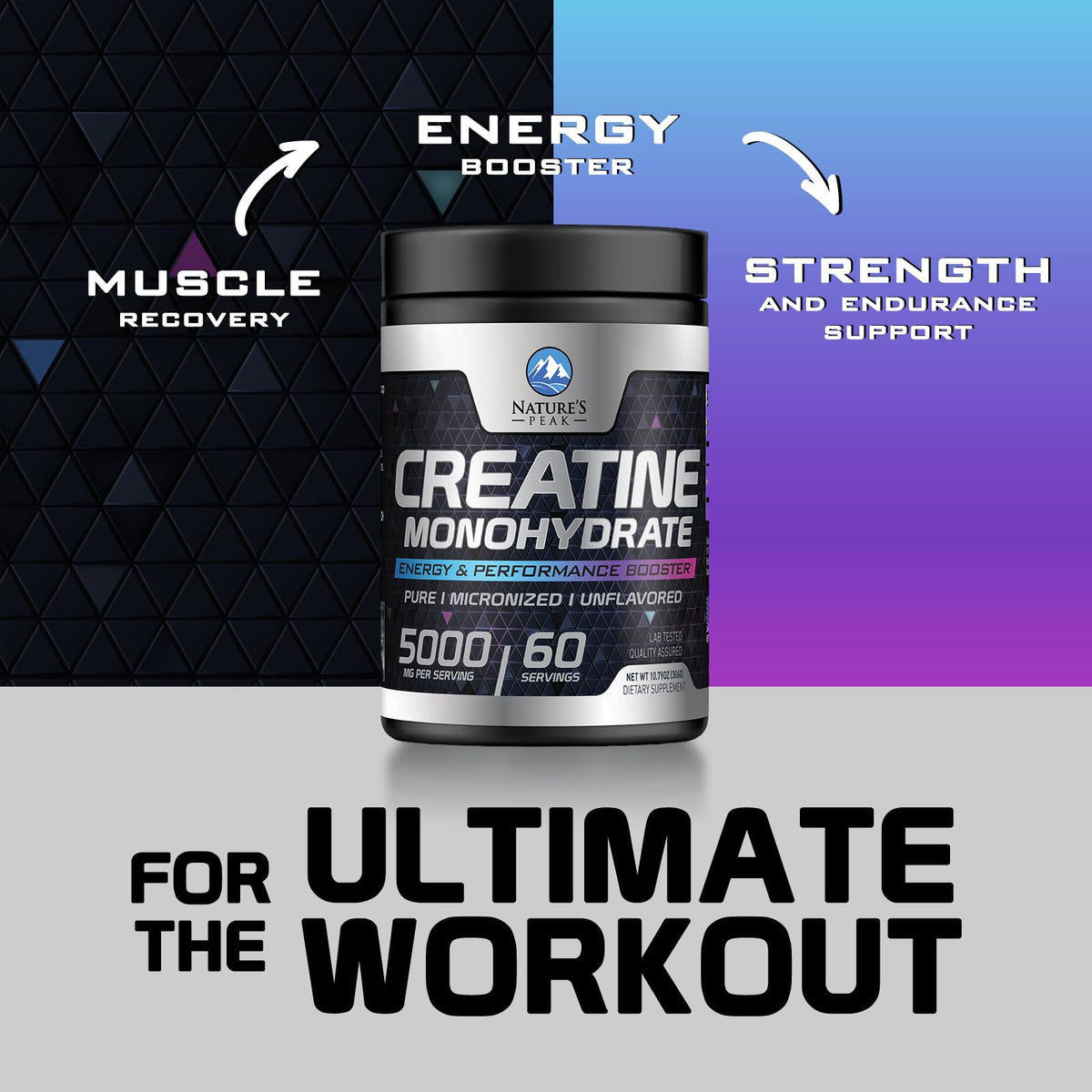 Nature's Peak créatine monohydrate 5000mg poudre pure en préparation