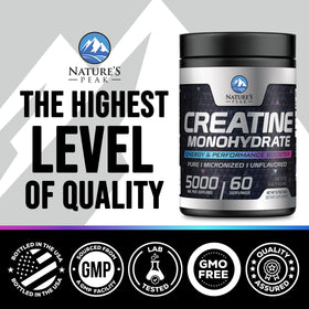 Nature's Peak créatine monohydrate 5000mg poudre pure vue arrière