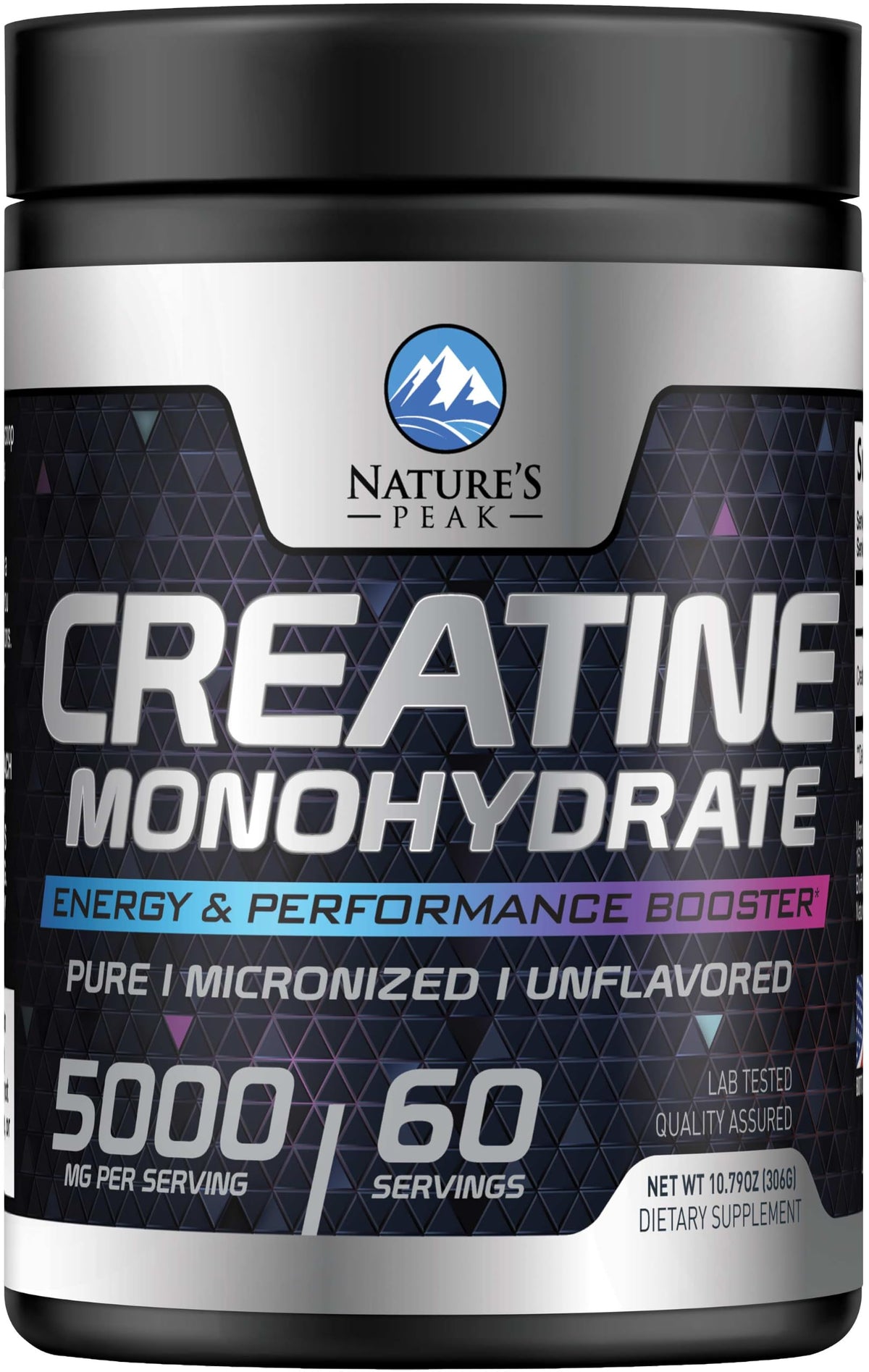 Nature's Peak créatine monohydrate 5000mg poudre pure vue de face