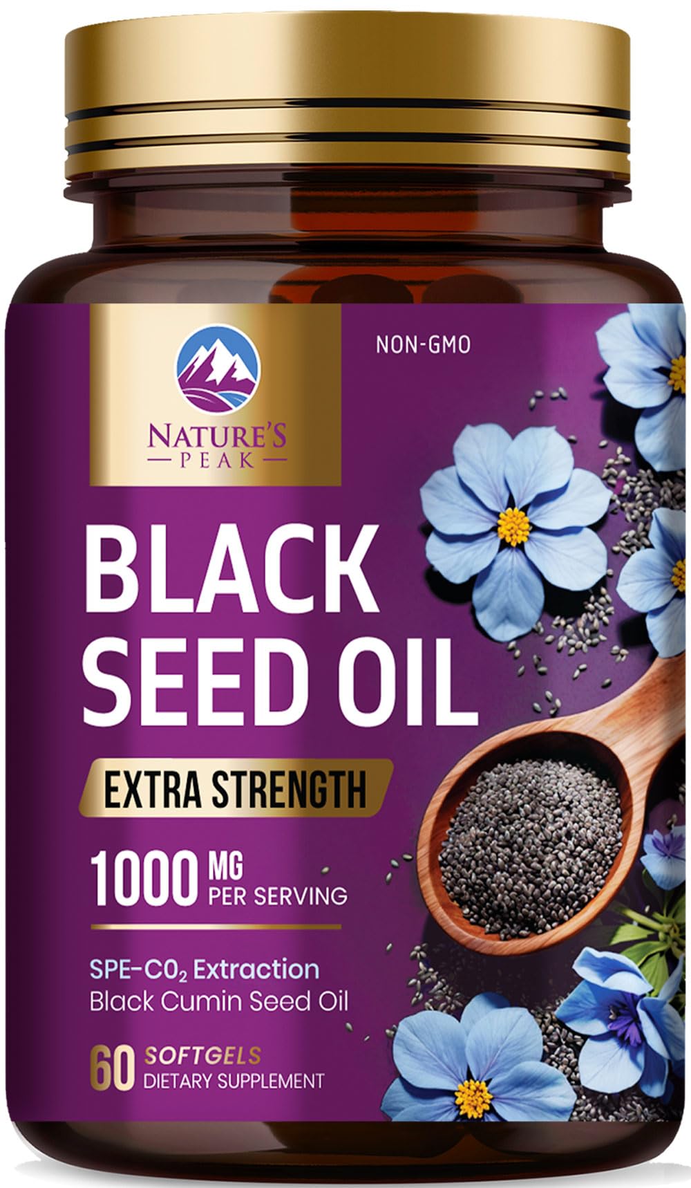 Nature's Peak Huile de Graines Noires 1000mg gélules molles