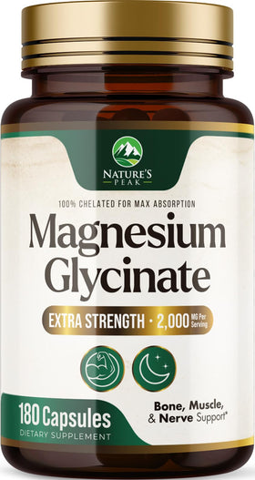 Nature's Peak Magnésium Glycinate 2000 mg capsules devant l'emballage