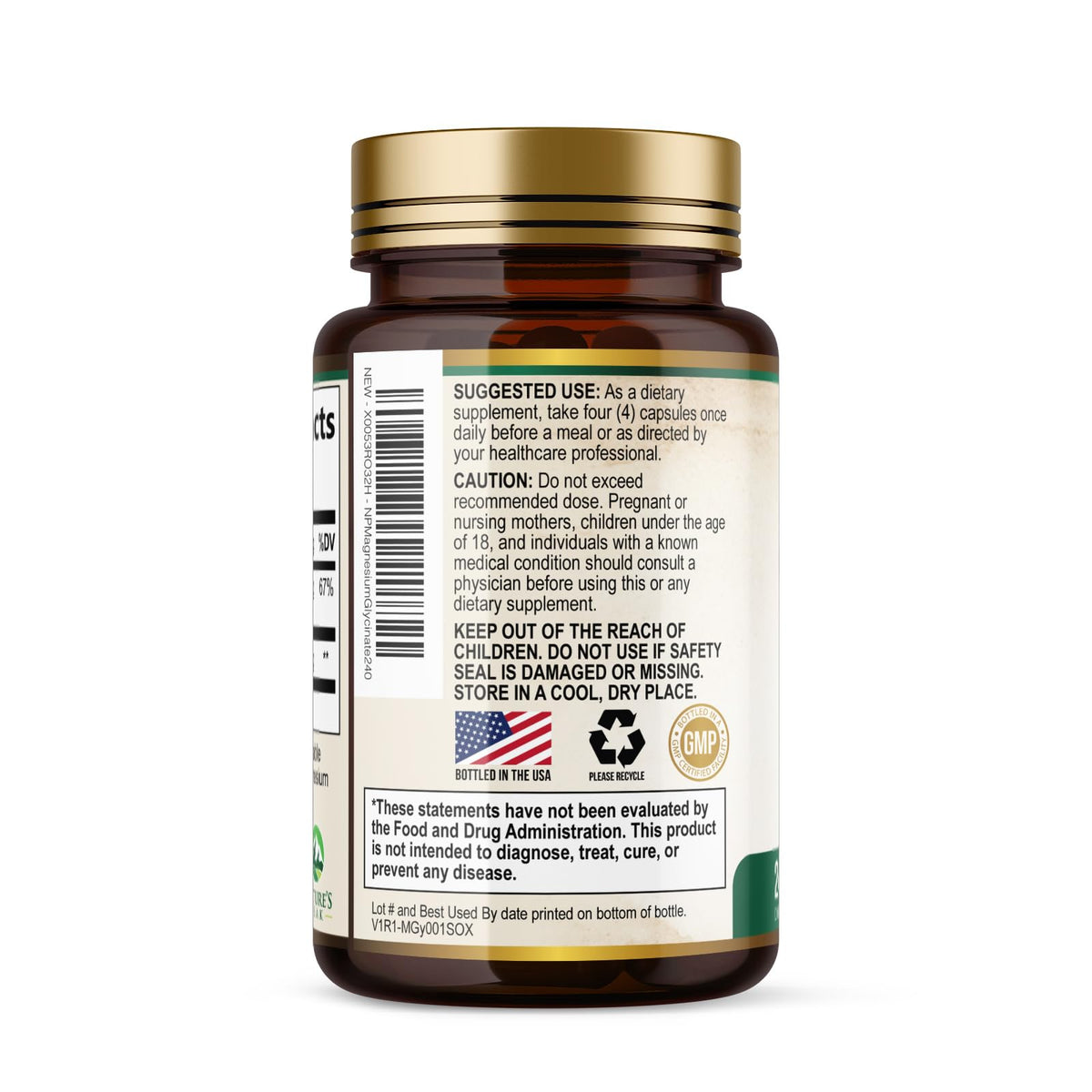 Nature's Peak Magnésium Glycinate 240 capsules sur une table en bois