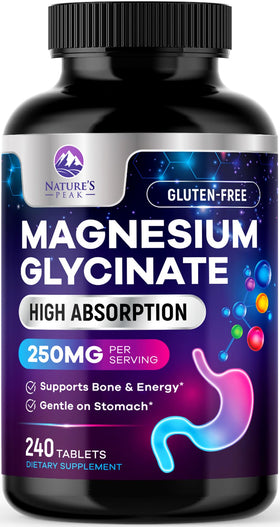 Nature's Peak Magnésium Glycinate 240 comprimés, vue de face