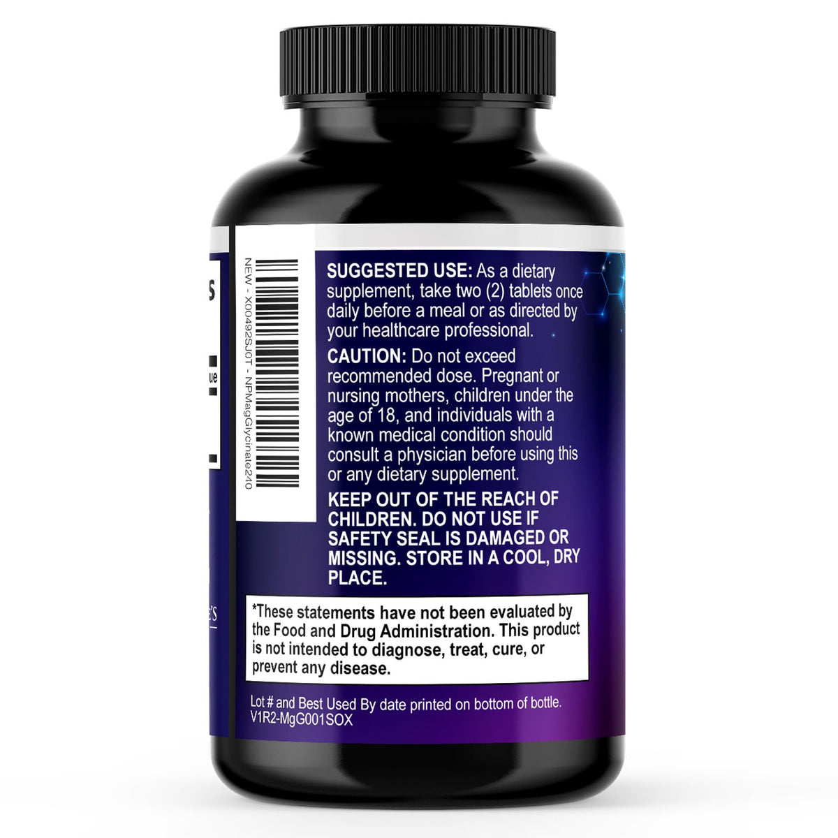 Nature's Peak Magnésium Glycinate sur une table avec d'autres compléments