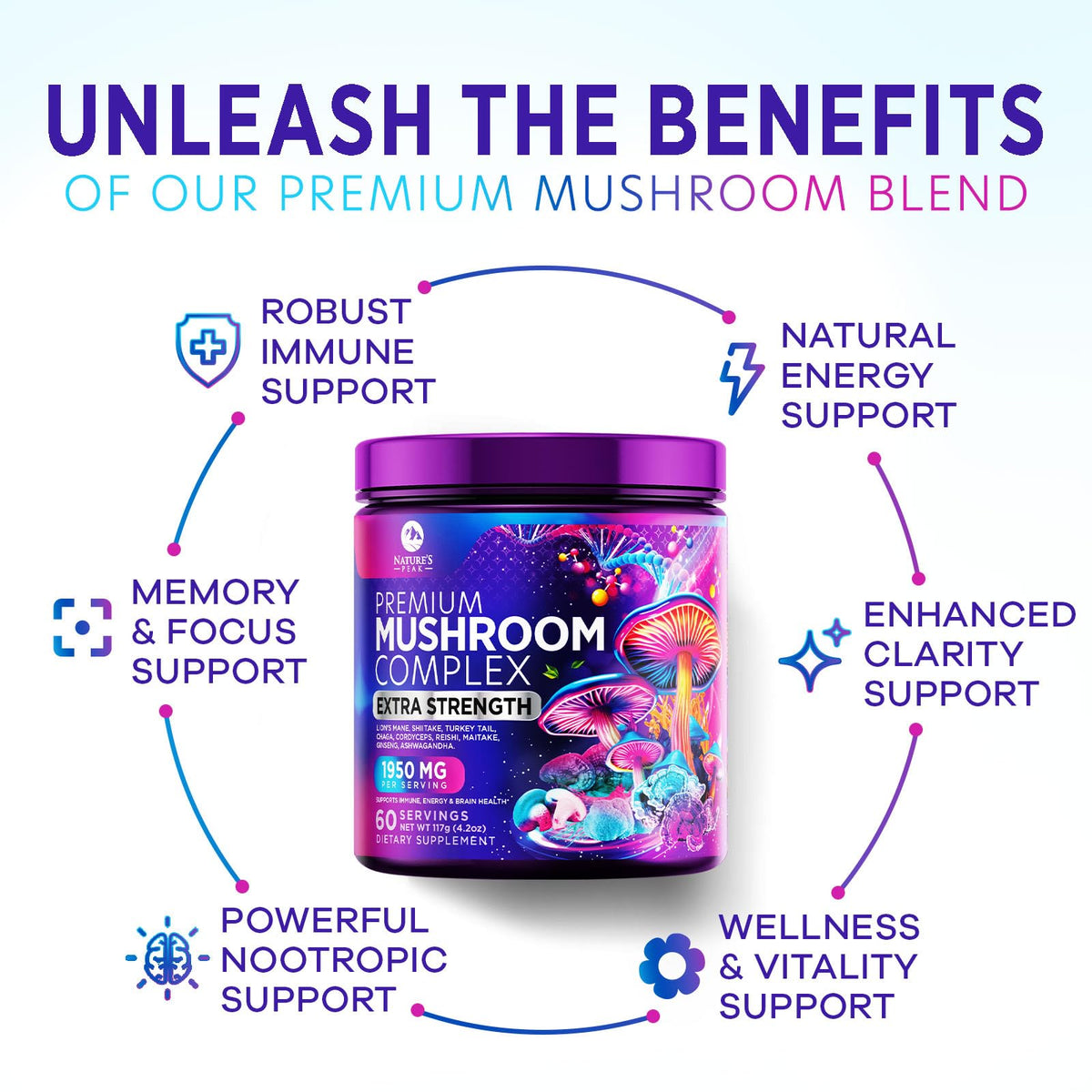 Nature's Peak Poudre de Champignon 11-en-1 dans une cuisine