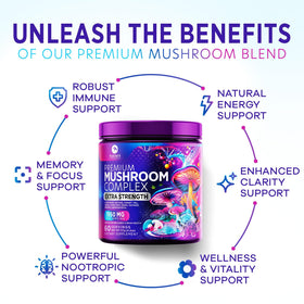 Nature's Peak Poudre de Champignon 11-en-1 dans une cuisine