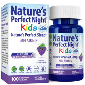 Nature's Perfect Night Melatonine Enfant 1mg 100 comprimés à mâcher, vue de devant