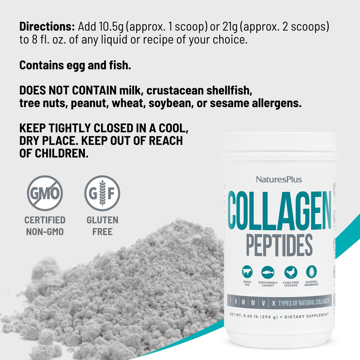 Nature's Plus Collagen Peptides Poudre 380g sur une table de cuisine