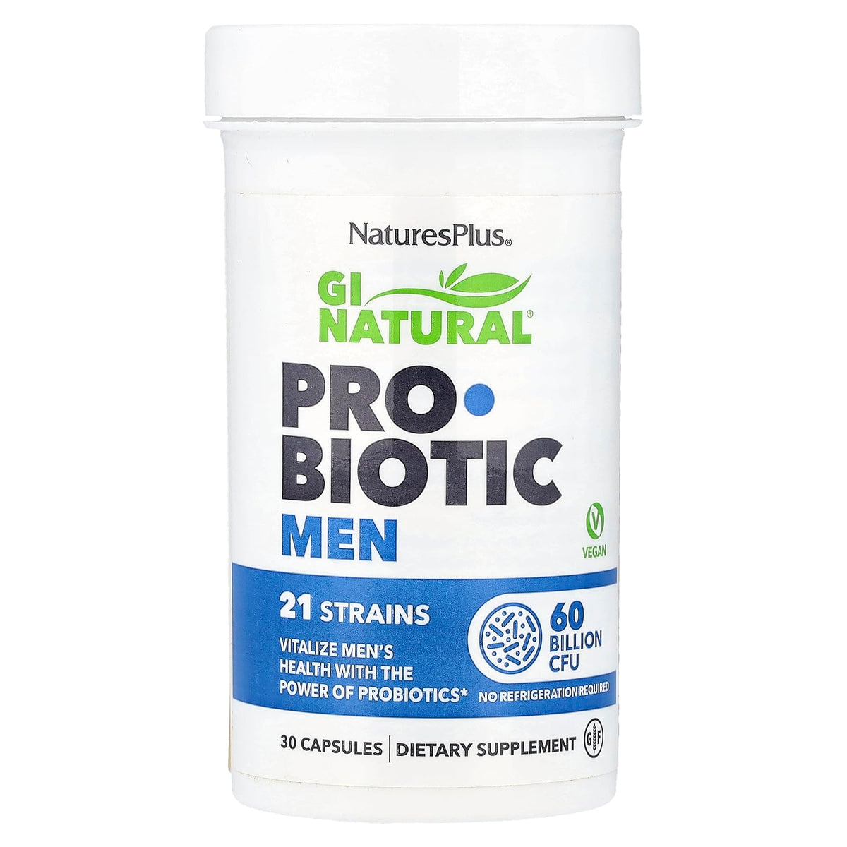 Nature's Plus GI Natural Probiotic Men 30 Capsules front view