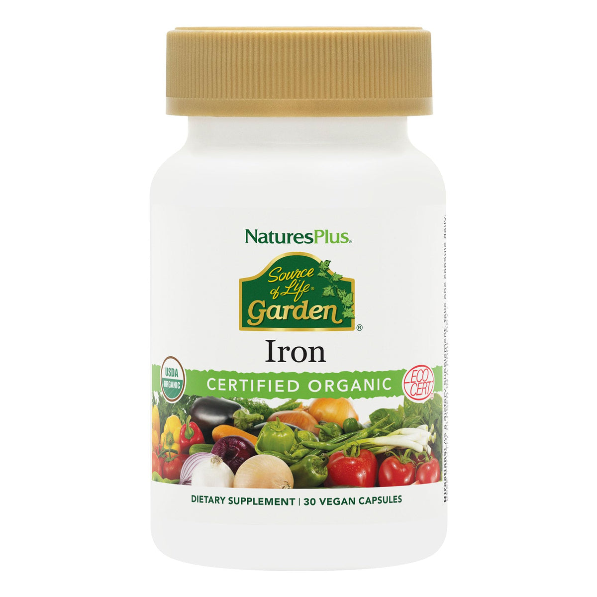 Nature's Plus Source of Life Garden Fer 30 capsules végétales, vue de face