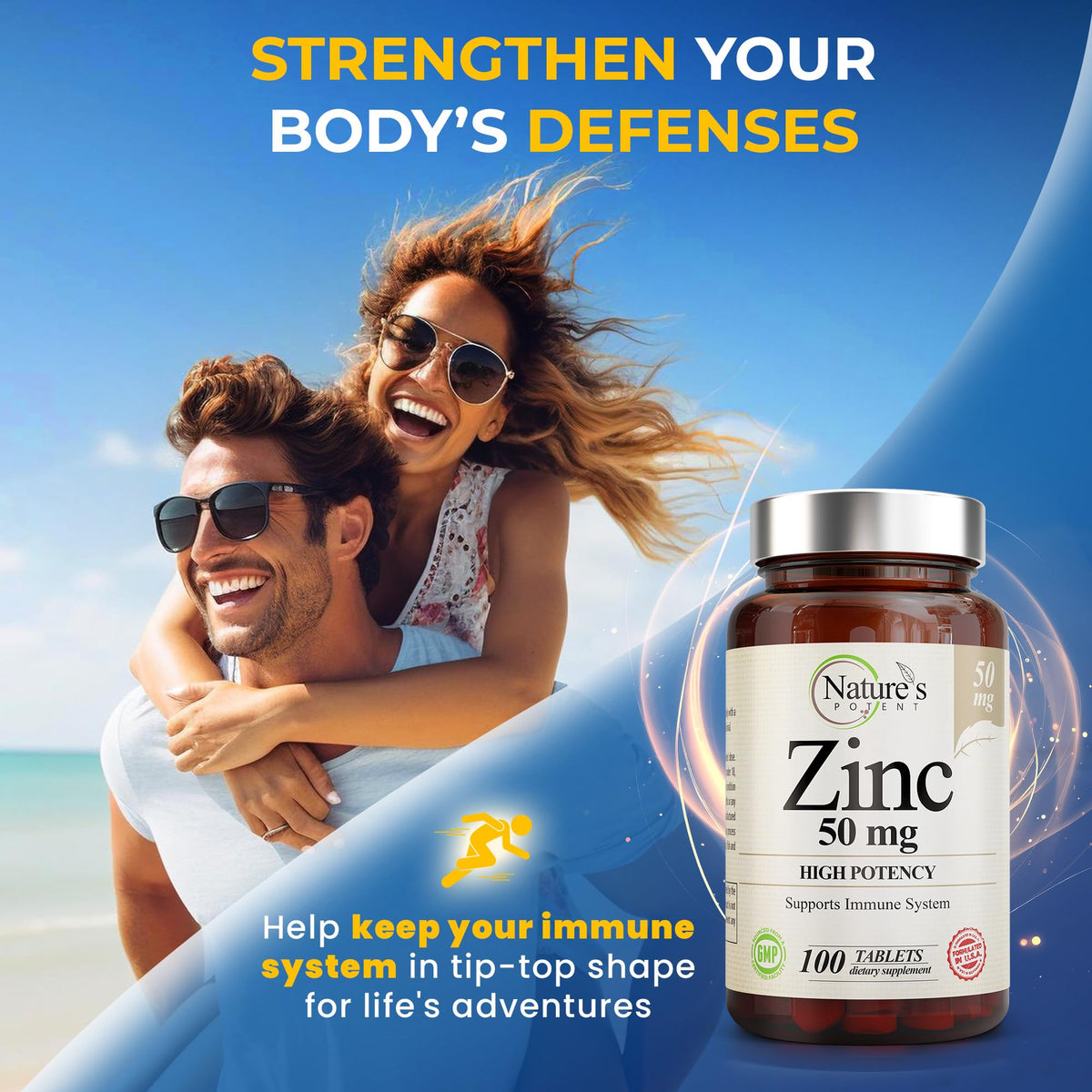 Nature's Potent Zinc 50mg 100 tablettes côté