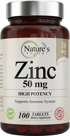 Nature's Potent Zinc 50mg 100 tablettes vue de face