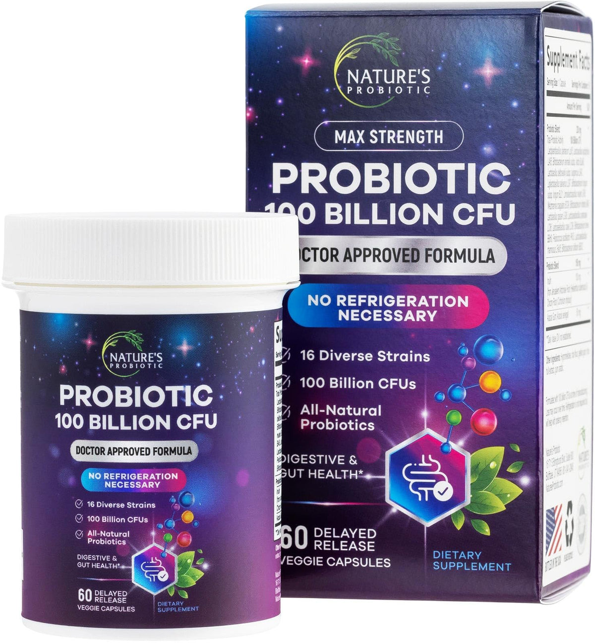 Nature's Probiotic 100 milliards CFU 60 capsules vue avant