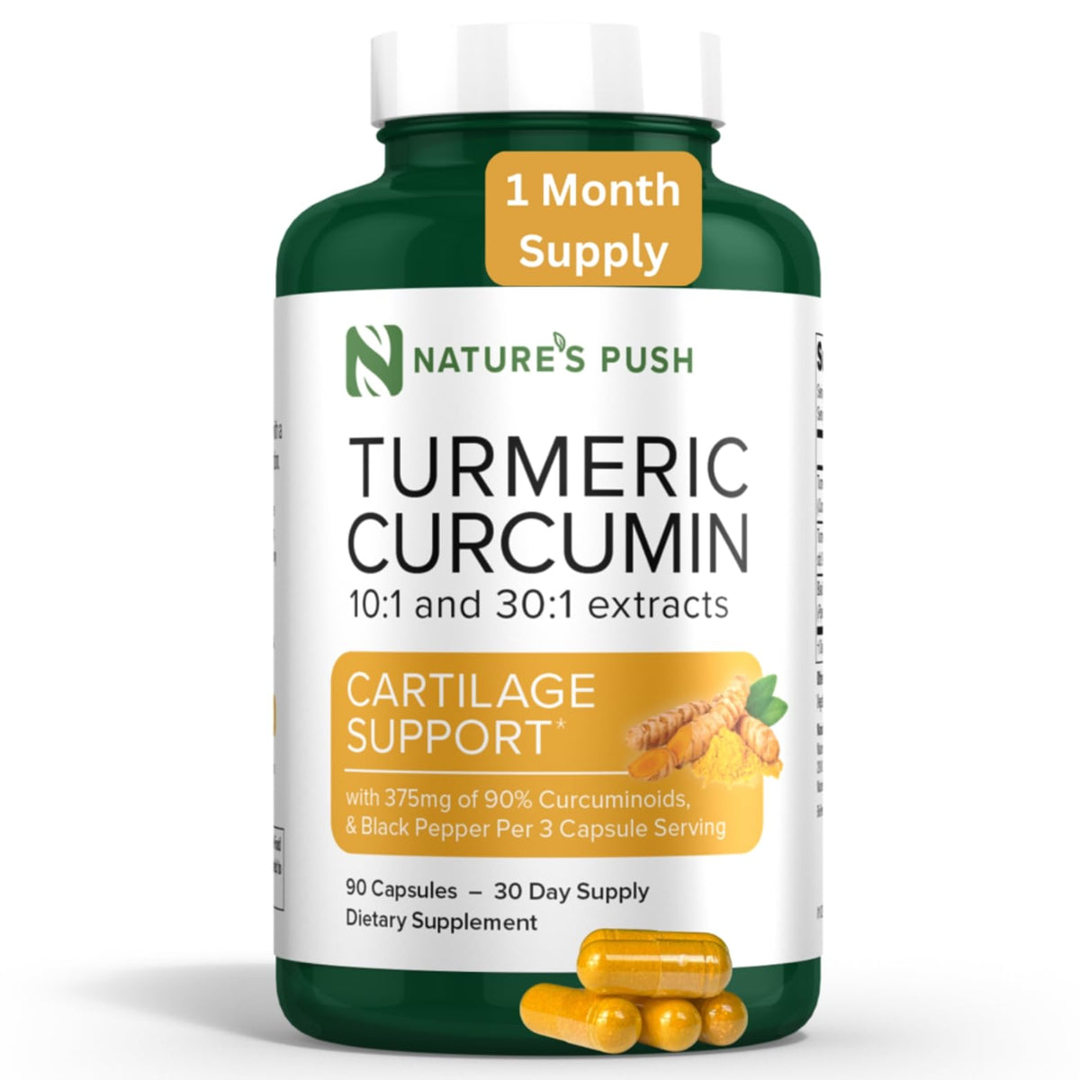 Nature's Push Curcuma 375mg 90 capsules, vue de face