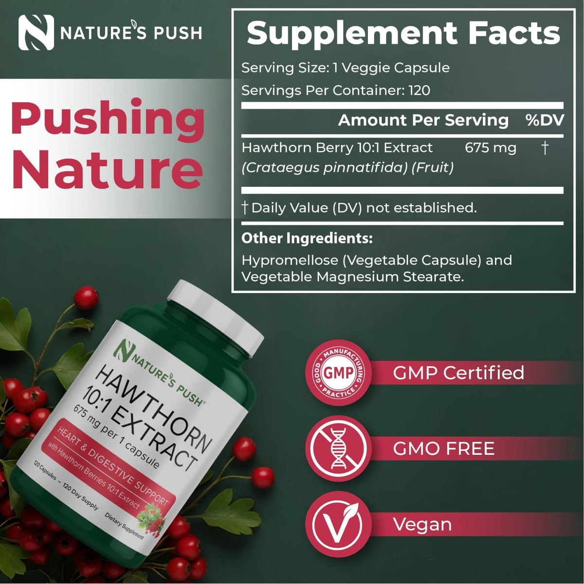 Nature's Push Extrait de Baies de Glou Glou 675mg Capsules sur fond blanc