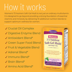 Nature's Secret Multivitamines Femme, étiquette du flacon montrant les ingrédients