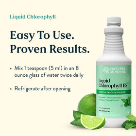 Nature's Sunshine Chlorophylle Liquide 480 ml avec un verre d'eau