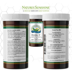 Nature's Sunshine Energ-V 100 capsules avec étiquette visible