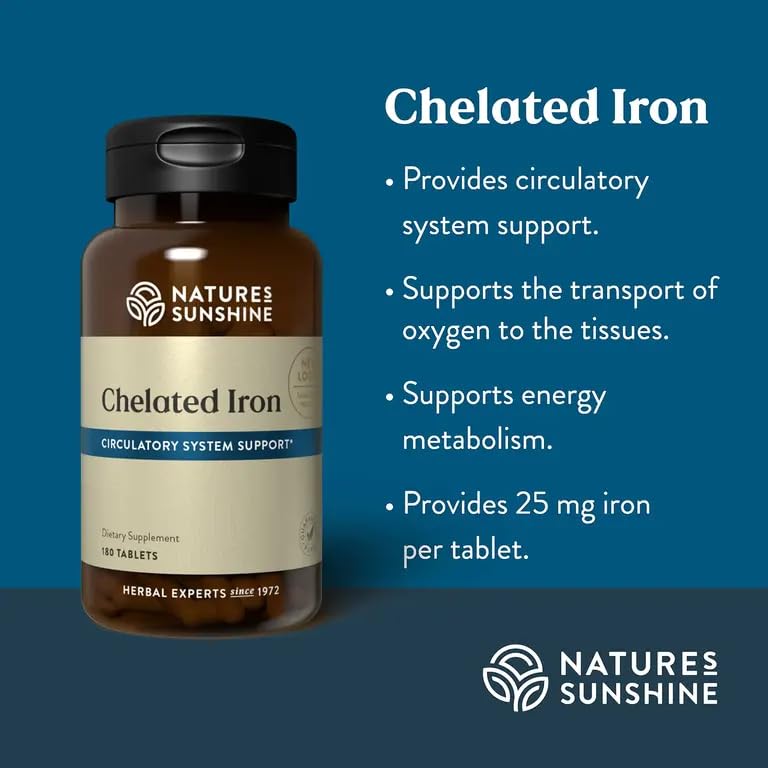 Nature's Sunshine Fer Chélaté 25mg 180 comprimés - vue arrière