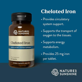 Nature's Sunshine Fer Chélaté 25mg 180 comprimés - vue arrière
