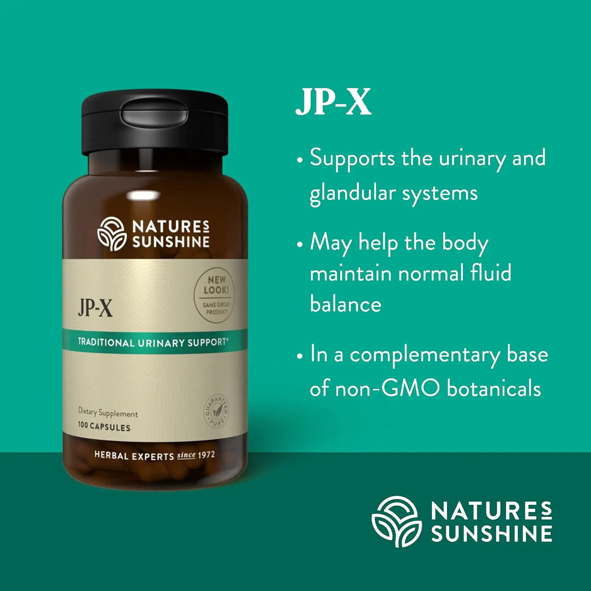 Nature's Sunshine JP-X capsules avec étiquette détaillée