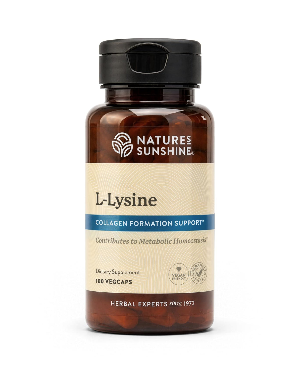 Nature's Sunshine L-Lysine 100 capsules avec étiquette et emballage