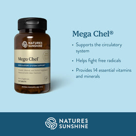 Nature's Sunshine Mega-Chel comprimés en gros plan