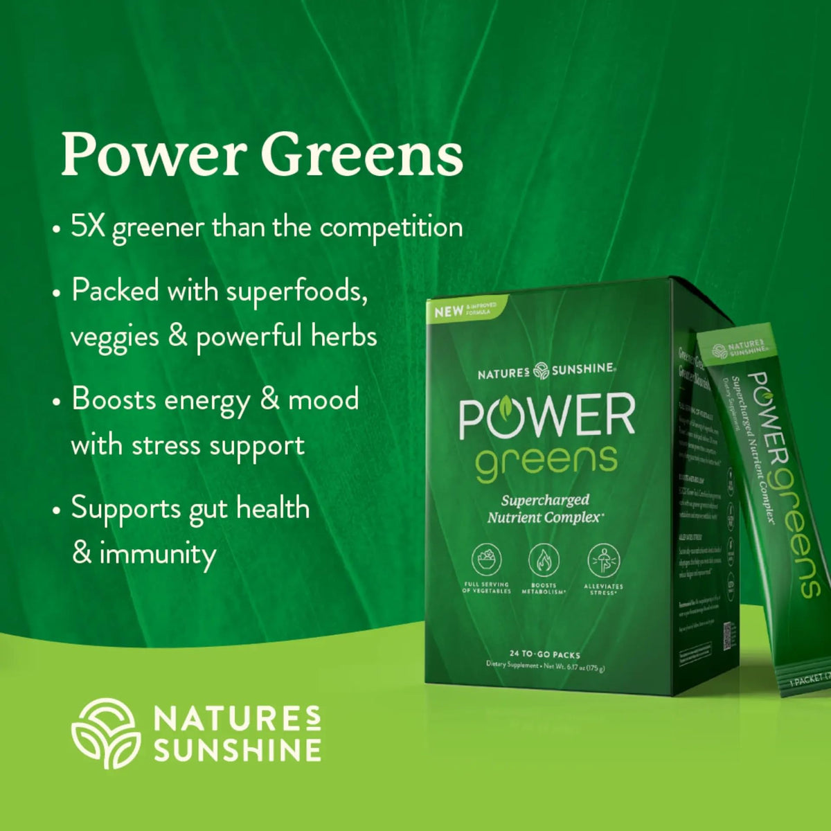 Nature's Sunshine Power Greens 499g emballage