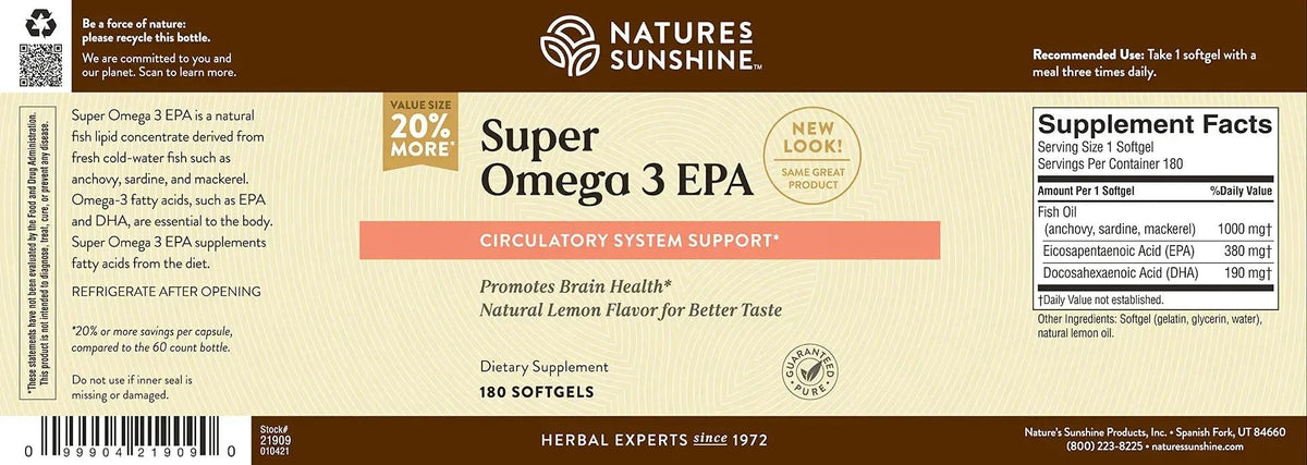 Nature's Sunshine Super Omega-3 EPA gélules molles en situation d'utilisation