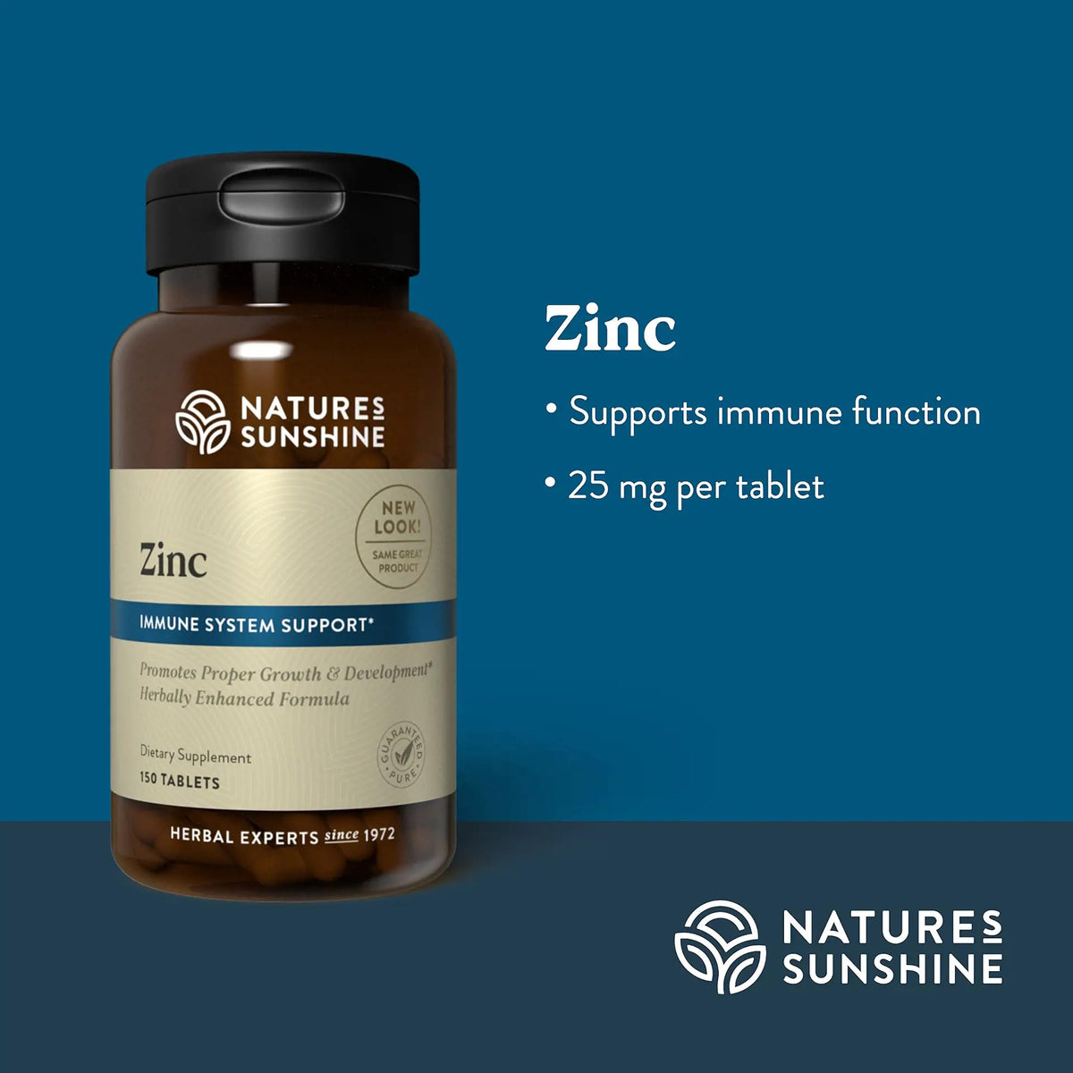 Nature's Sunshine Zinc 25mg informations nutritionnelles sur l'emballage