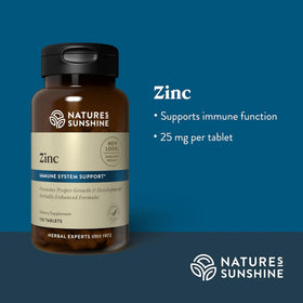 Nature's Sunshine Zinc 25mg informations nutritionnelles sur l'emballage