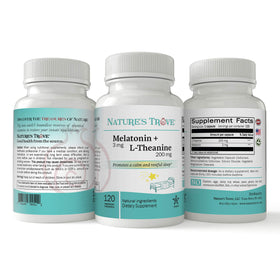 Nature's Trove Melatonin 3mg + L-Theanine 200mg capsule close-up