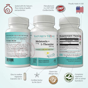 Nature's Trove Melatonin 3mg + L-Theanine 200mg packaging