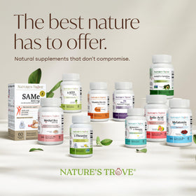 Nature's Trove SAM-e 400mg comprimés enrobés, mise en scène sur une table