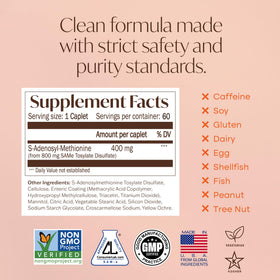 Nature's Trove SAM-e 400mg montrant le format des comprimés