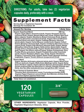 Nature's Truth 120 capsules végétariennes de fruits et légumes vue arrière