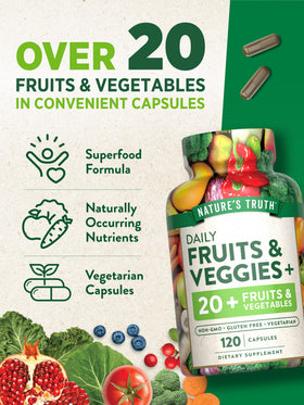 Nature's Truth 120 capsules végétariennes sur une table en bois