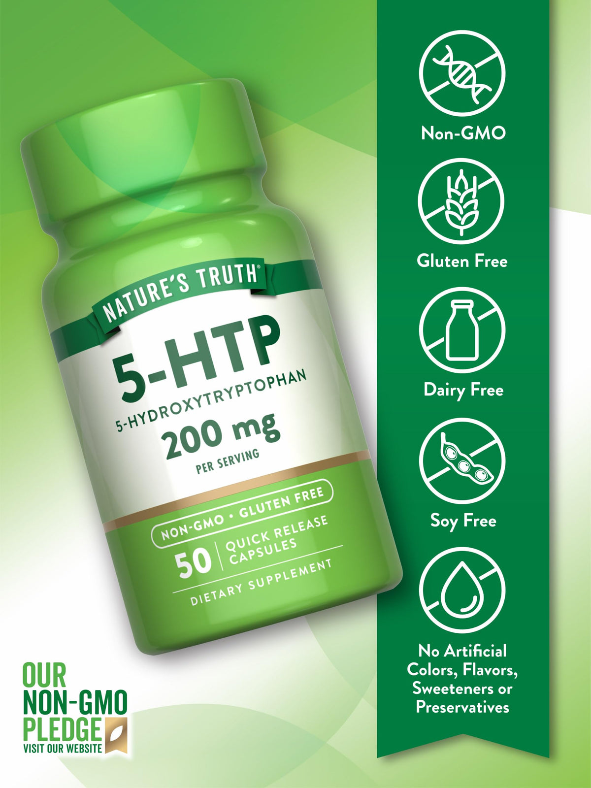 Nature's Truth 5-HTP 200mg capsules packaging